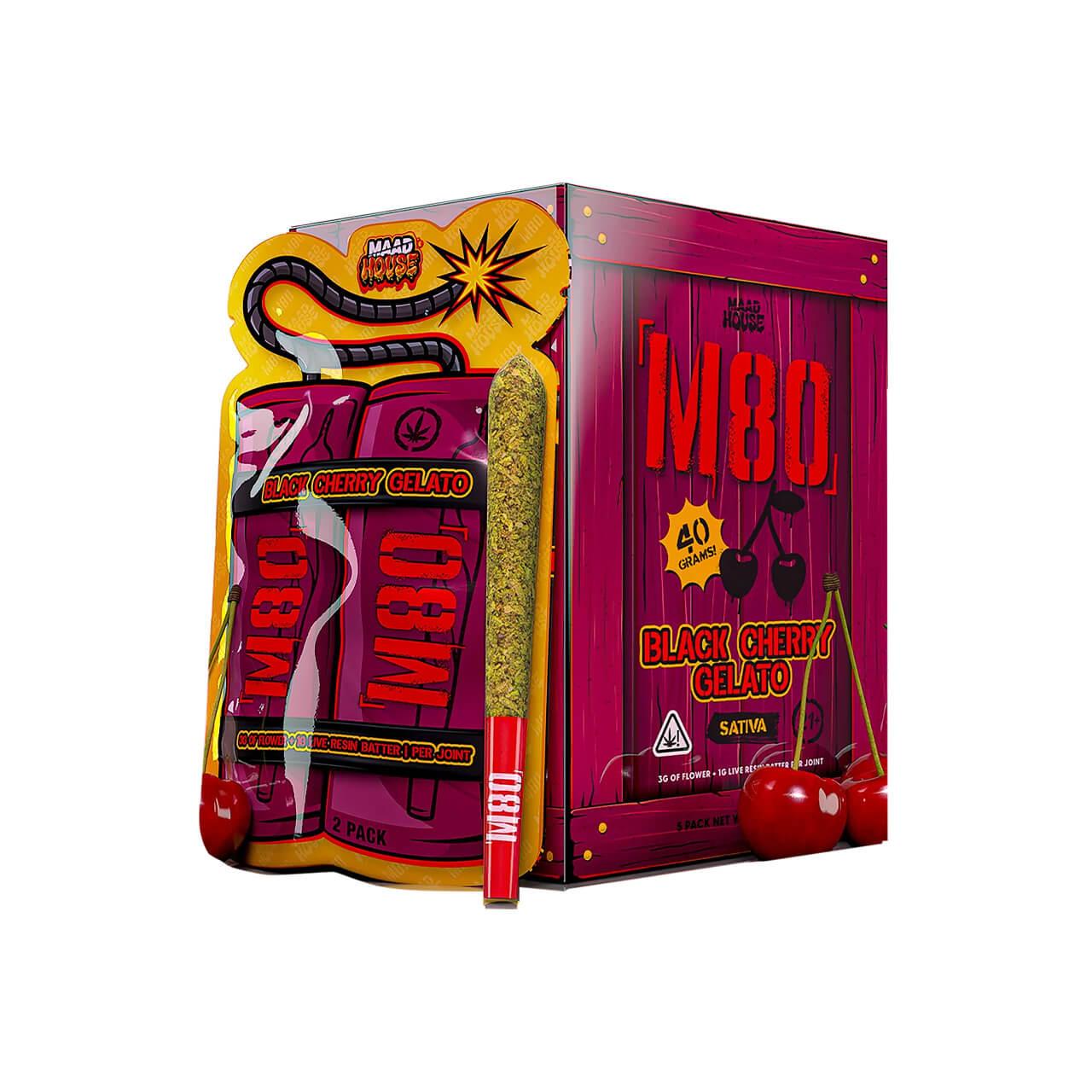 Madhouse M80 Triple Infused Diamonds + Bubble Hash + Live Resin Prerolls 4G 2Ct/Pk