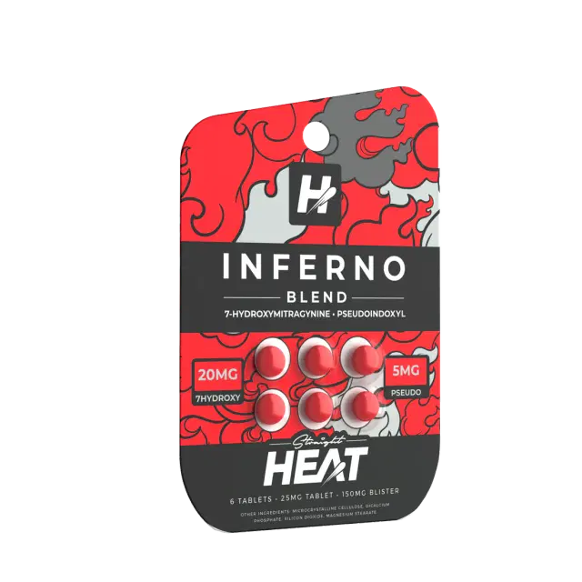 Straight Heat Inferno Blend |7-Hydroxy 20Mg + Pseudo 5Mg| 6Ct/Sheet