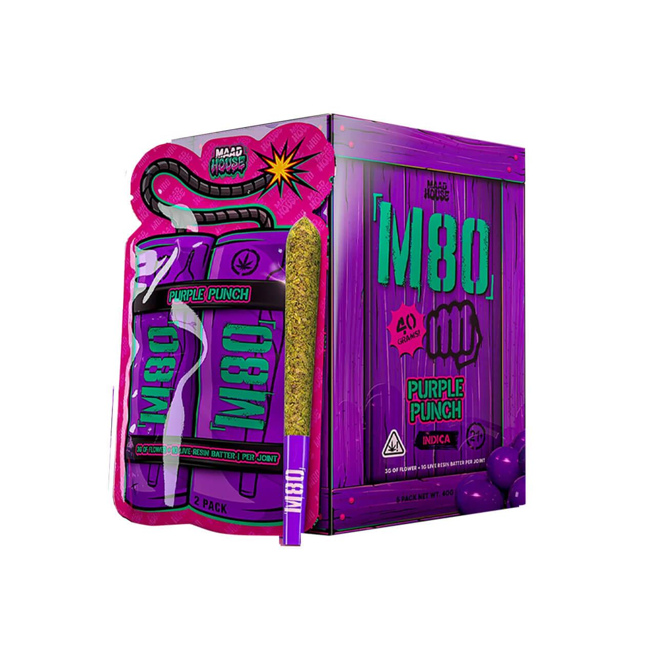 Madhouse M80 Triple Infused Diamonds + Bubble Hash + Live Resin Prerolls 4G 2Ct/Pk