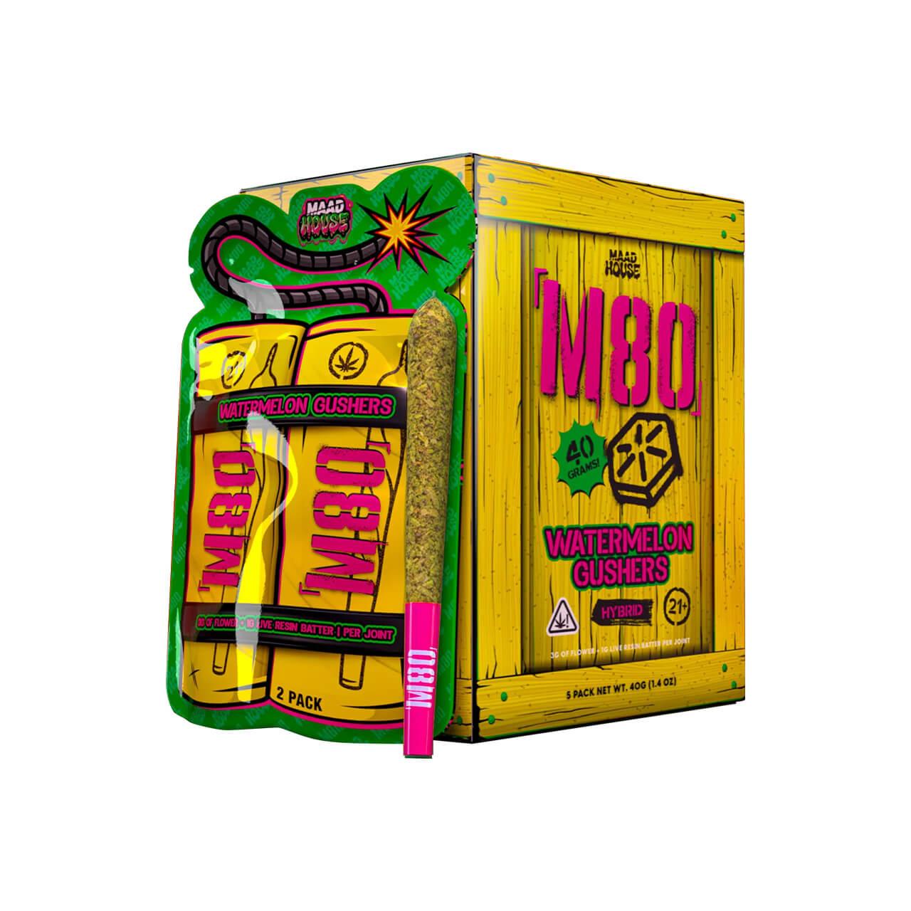 Madhouse M80 Triple Infused Diamonds + Bubble Hash + Live Resin Prerolls 4G 2Ct/Pk