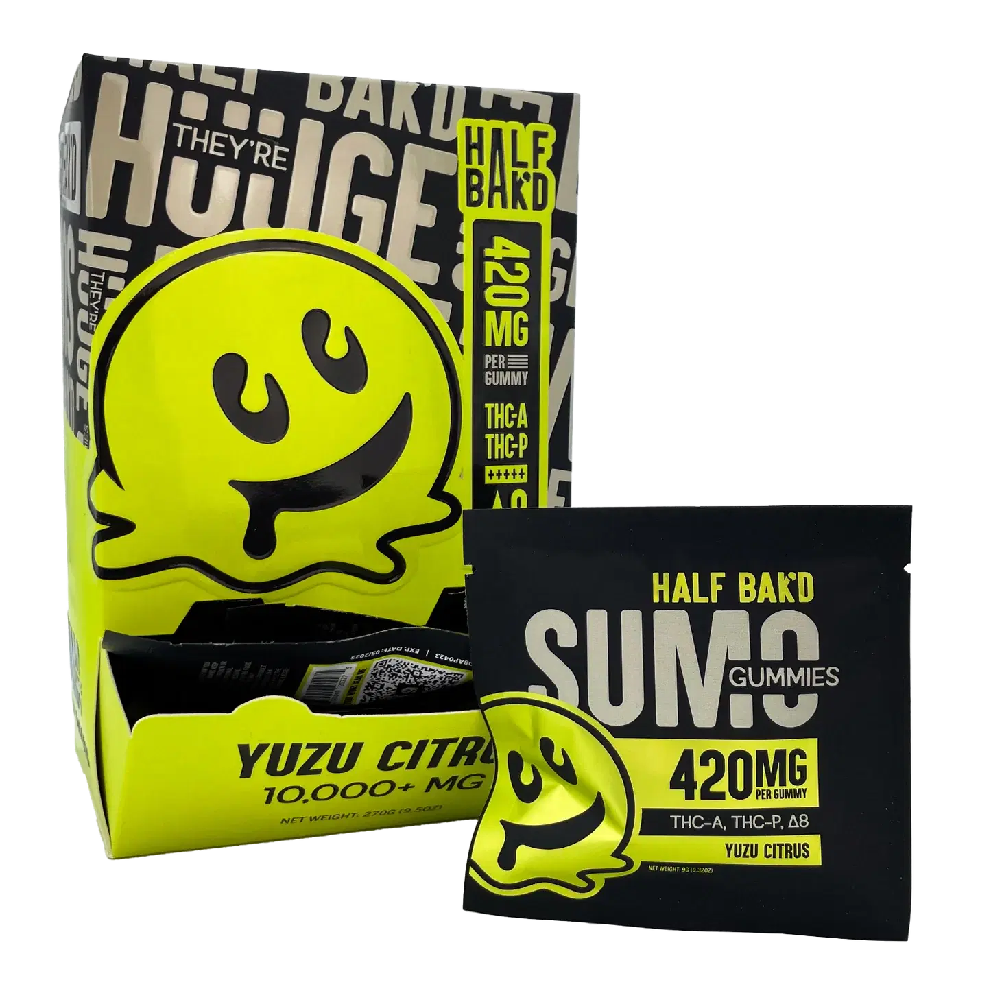 HALF BAK'D SUMO GUMMIES (D9 THC-A THC-P) 420G PER GUMMY 2PC/ Pack