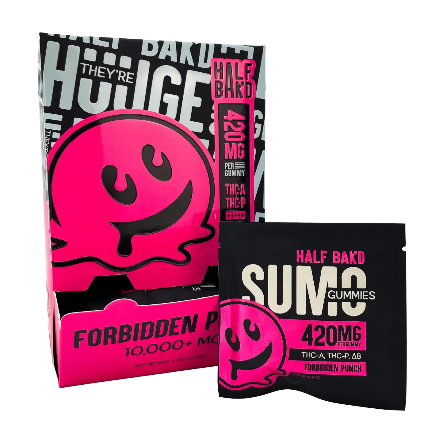 HALF BAK'D SUMO GUMMIES (D9 THC-A THC-P) 420G PER GUMMY 2PC/ Pack