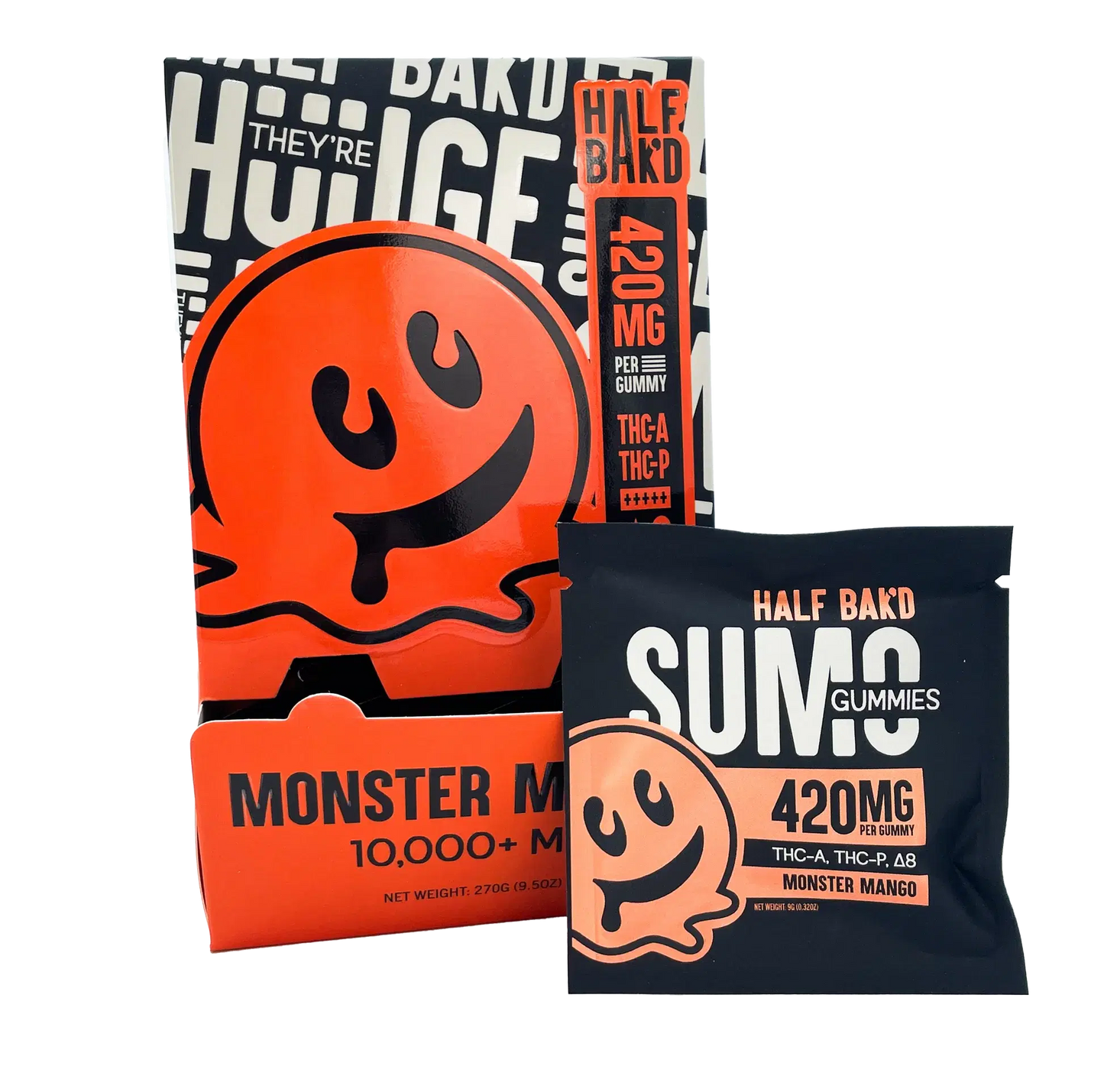 HALF BAK'D SUMO GUMMIES (D9 THC-A THC-P) 420G PER GUMMY 2PC/ Pack