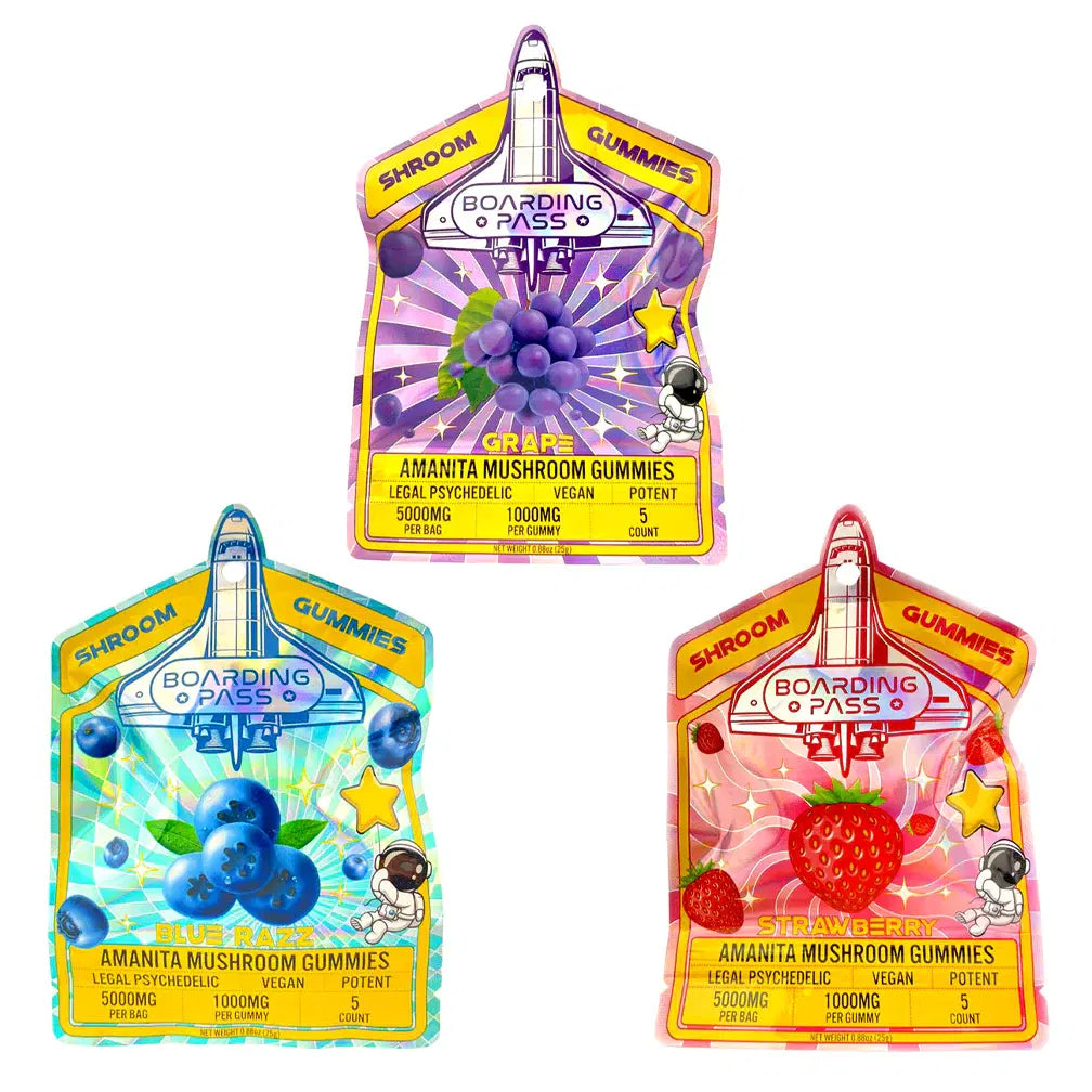 BOARDING PASS AMANITA MUSHROOM PSYCHEDELIC GUMMIES 5000MG 5CT