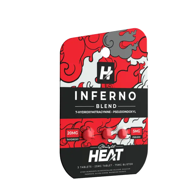 STRAIGHT HEAT INFERNO BLEND |7-HYDROXY 20MG + PSEUDO 5MG| 3CT/SHEET