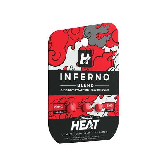 STRAIGHT HEAT INFERNO BLEND |7-HYDROXY 20MG + PSEUDO 5MG| 3CT/SHEET