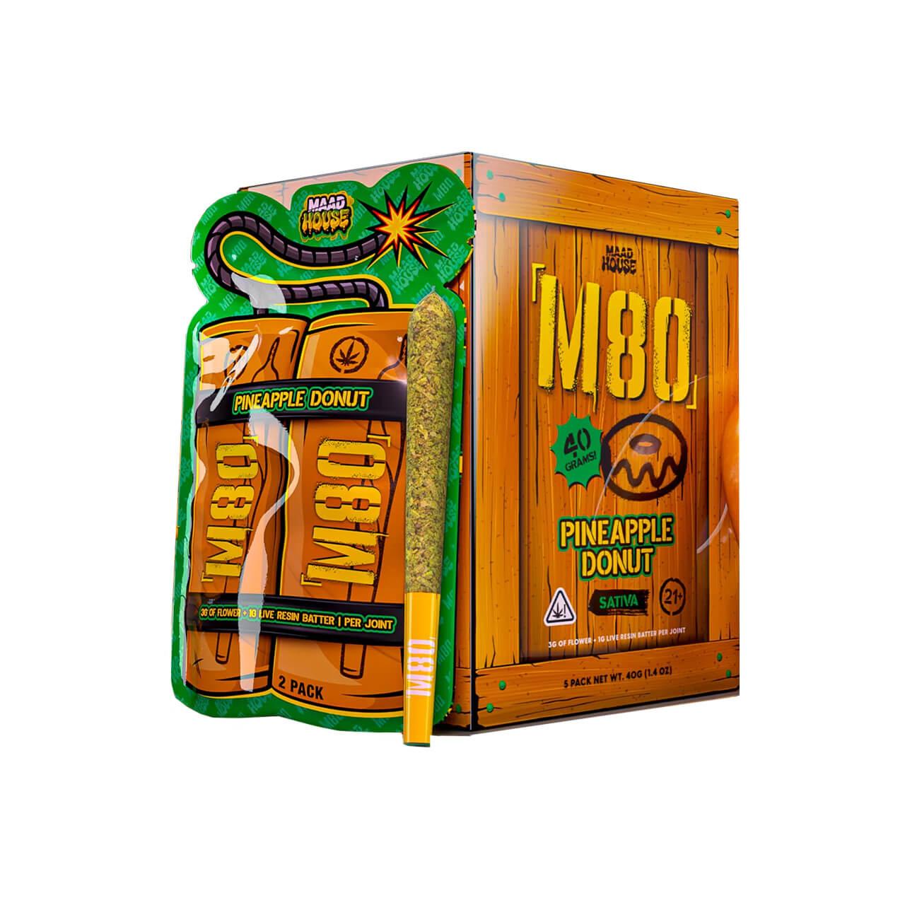 MADHOUSE M80 TRIPLE INFUSED DIAMONDS + BUBBLE HASH + LIVE RESIN PREROLLS 4G 2CT/PK