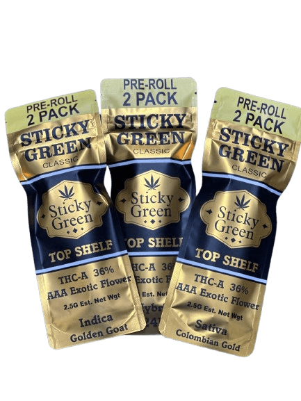 STICKY GREEN TOP SELF THCA PREROLLS 2.5G 2PK