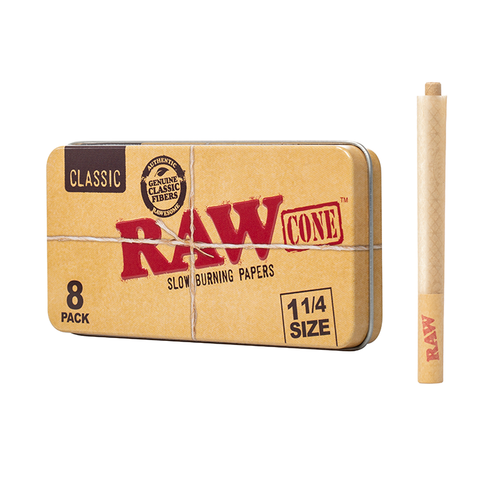 RAW Tin 1-1/4" Classic Cones 8ct $7.99
